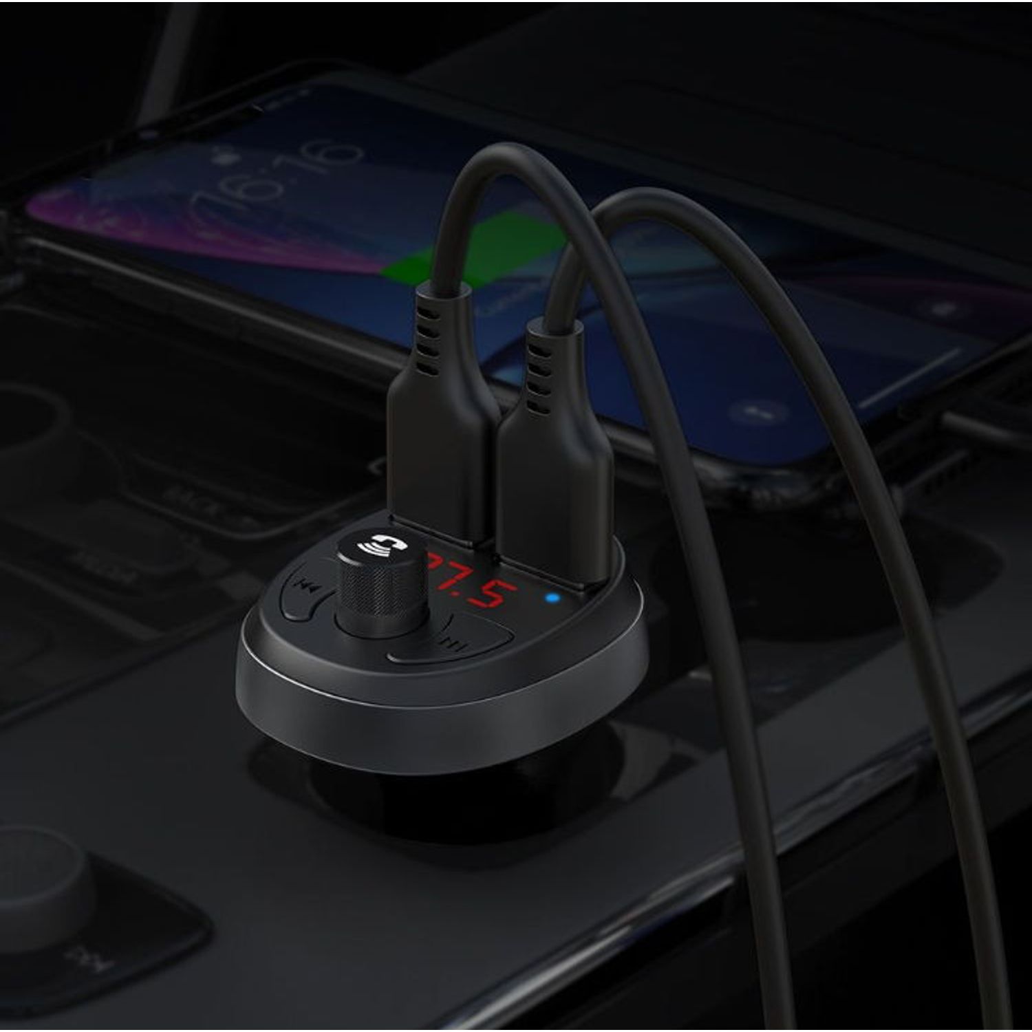 Modulator FM Mcdodo CC-6880, Dual USB, display, 3.1 A, bluetooth 4.2 (Negru) fotografia produsului View 6 L