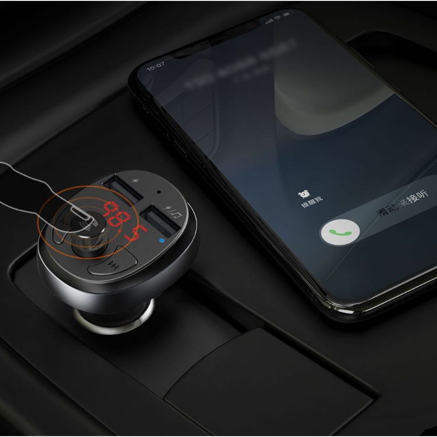 Modulator FM Mcdodo CC-6880, Dual USB, display, 3.1 A, bluetooth 4.2 (Negru) fotografia produsului View 5 L