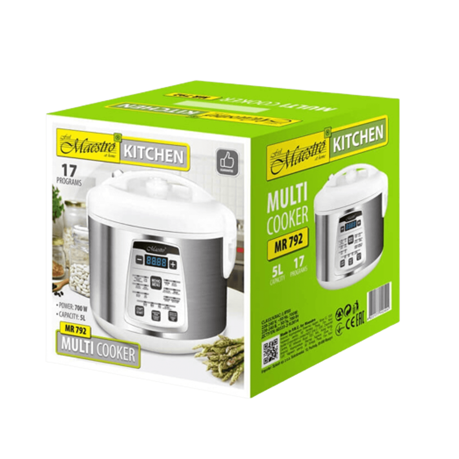 Multicooker Maestro MR-792, 700 W, 5 L, 17 programe (Alb/Argintiu) fotografia produsului View 3 L