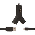 Incarcator Auto Tylt Duo Y-Charge, 2x USB, 2.1Ah, cablu Lightning (Negru) fotografia produsului