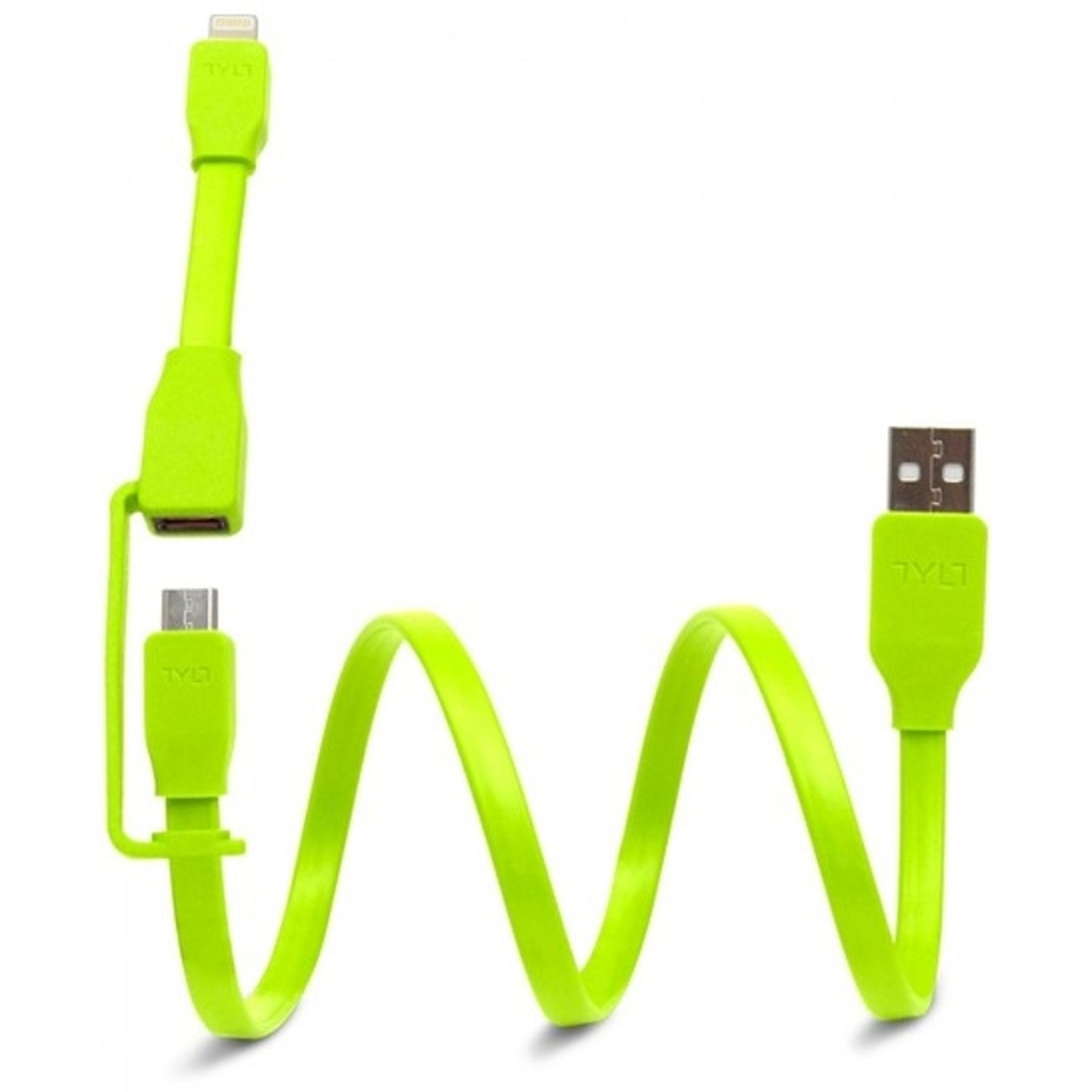 Cablu de date Tylt Duo, Lightning/MicroUSB, 0.6m (Verde) fotografia produsului View 2 L