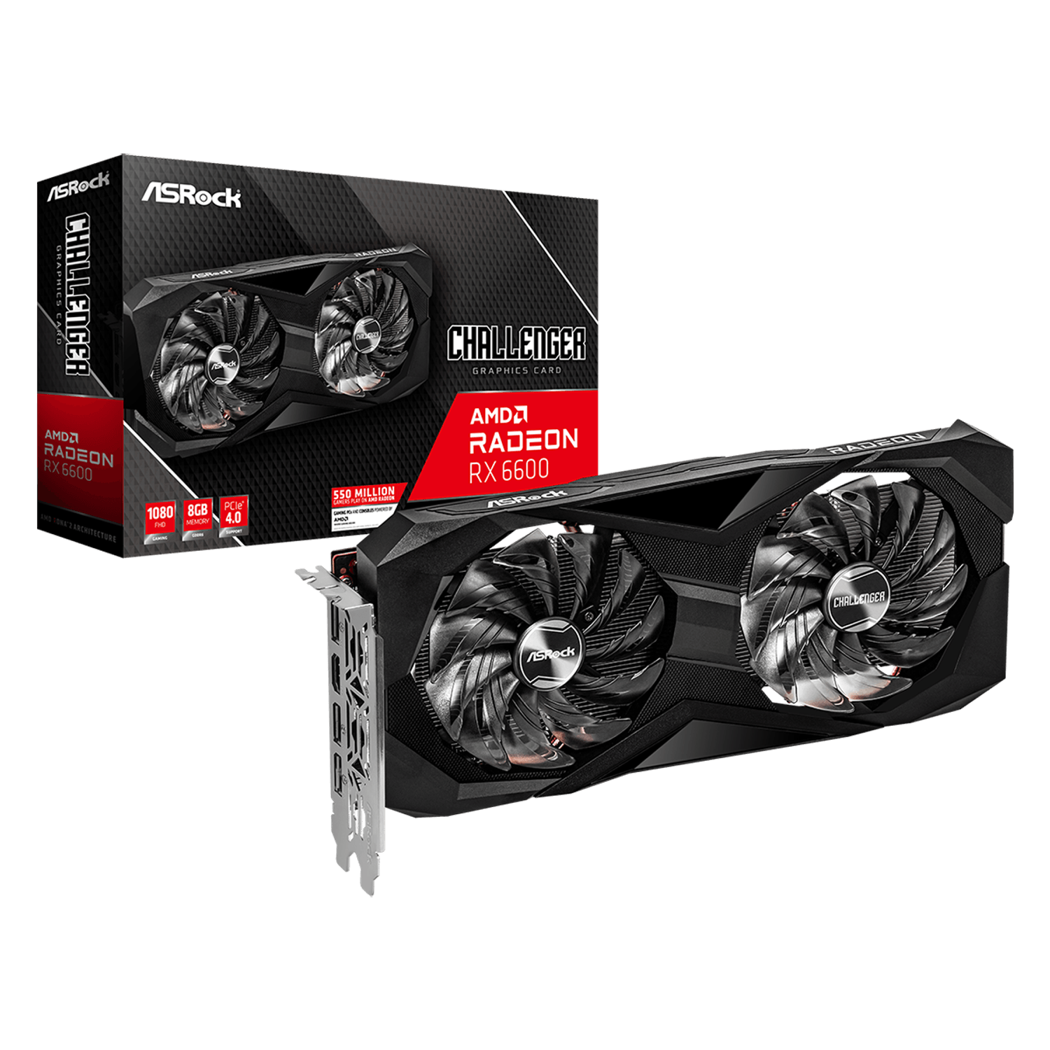 Placa video ASRock Radeon RX 6600 Challenger D 8GB GDDR6 128-bit fotografia produsului View 5 L