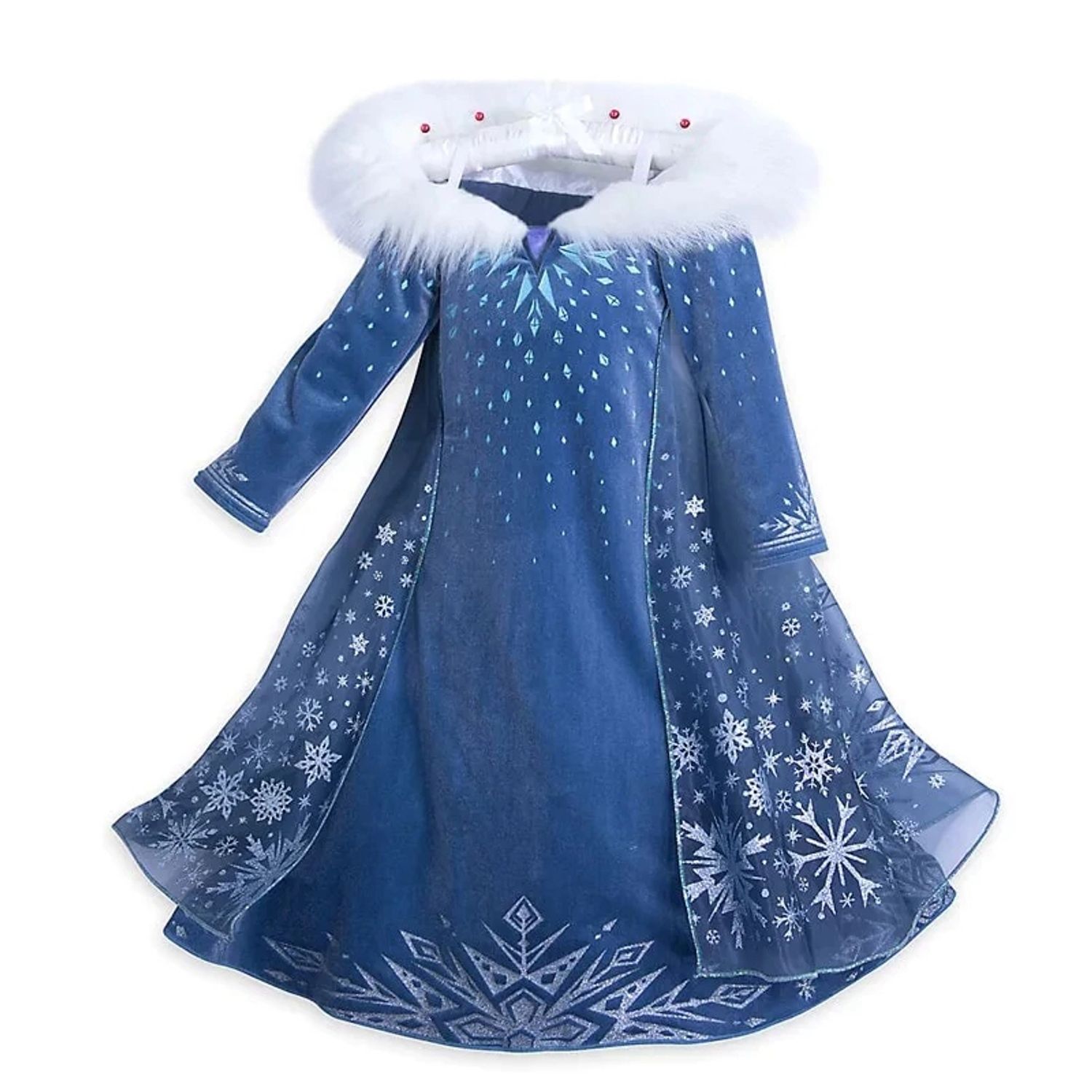 Costum Elsa cu guler blana pentru fete 3-4 ani 104 cm fotografia produsului
