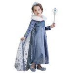 Costum Elsa cu guler blana pentru fete 3-4 ani 104 cm fotografia produsului View 2 S