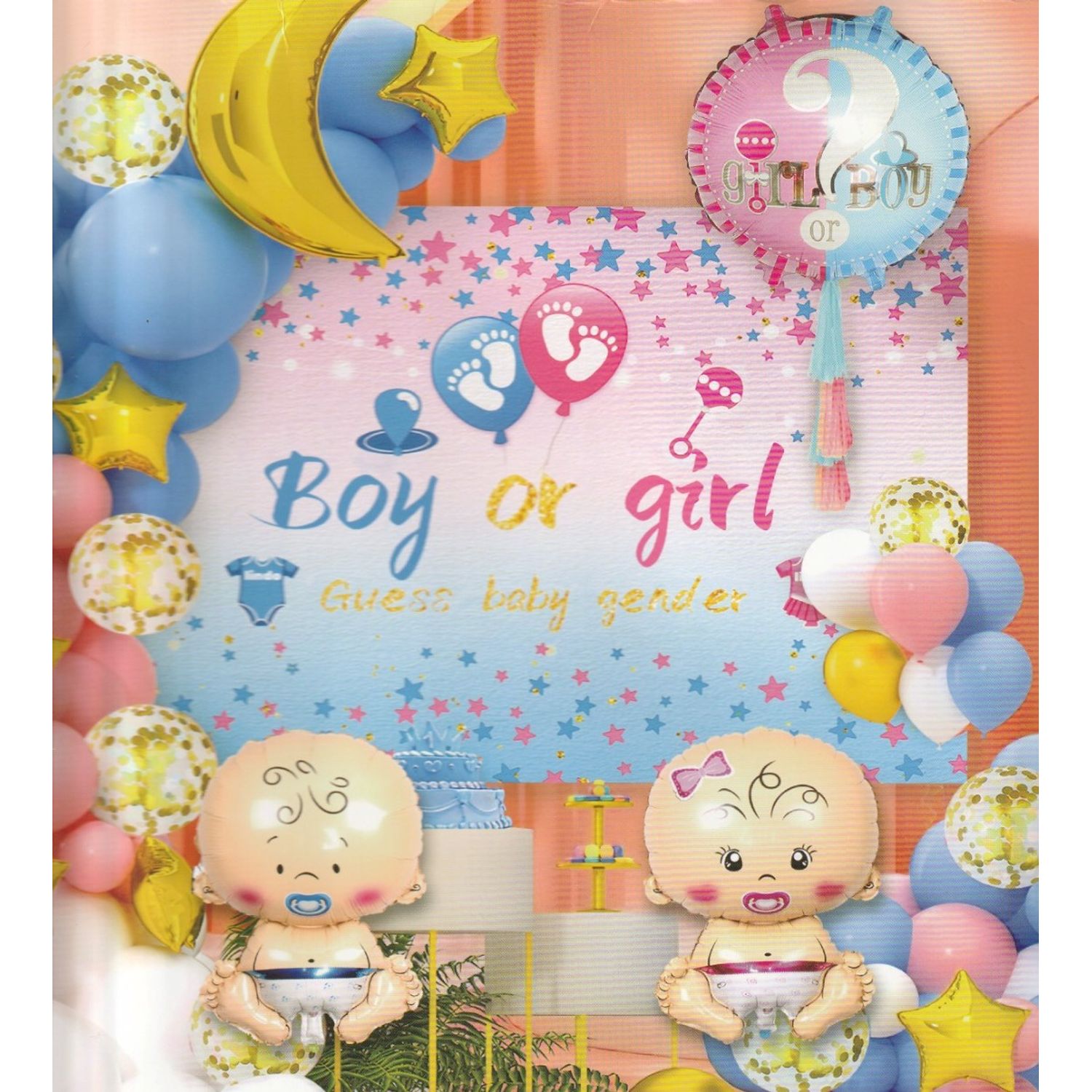 Set arcada 49 baloane Gender Reveal, multicolor fotografia produsului