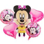 Buchet 5 baloane folie Minnie Mouse, roz, 70 x 50 cm fotografia produsului