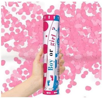 Tun Confetti Gender Reveal Cu Confetti Roz Pentru Fetita - Boy Or Girl
