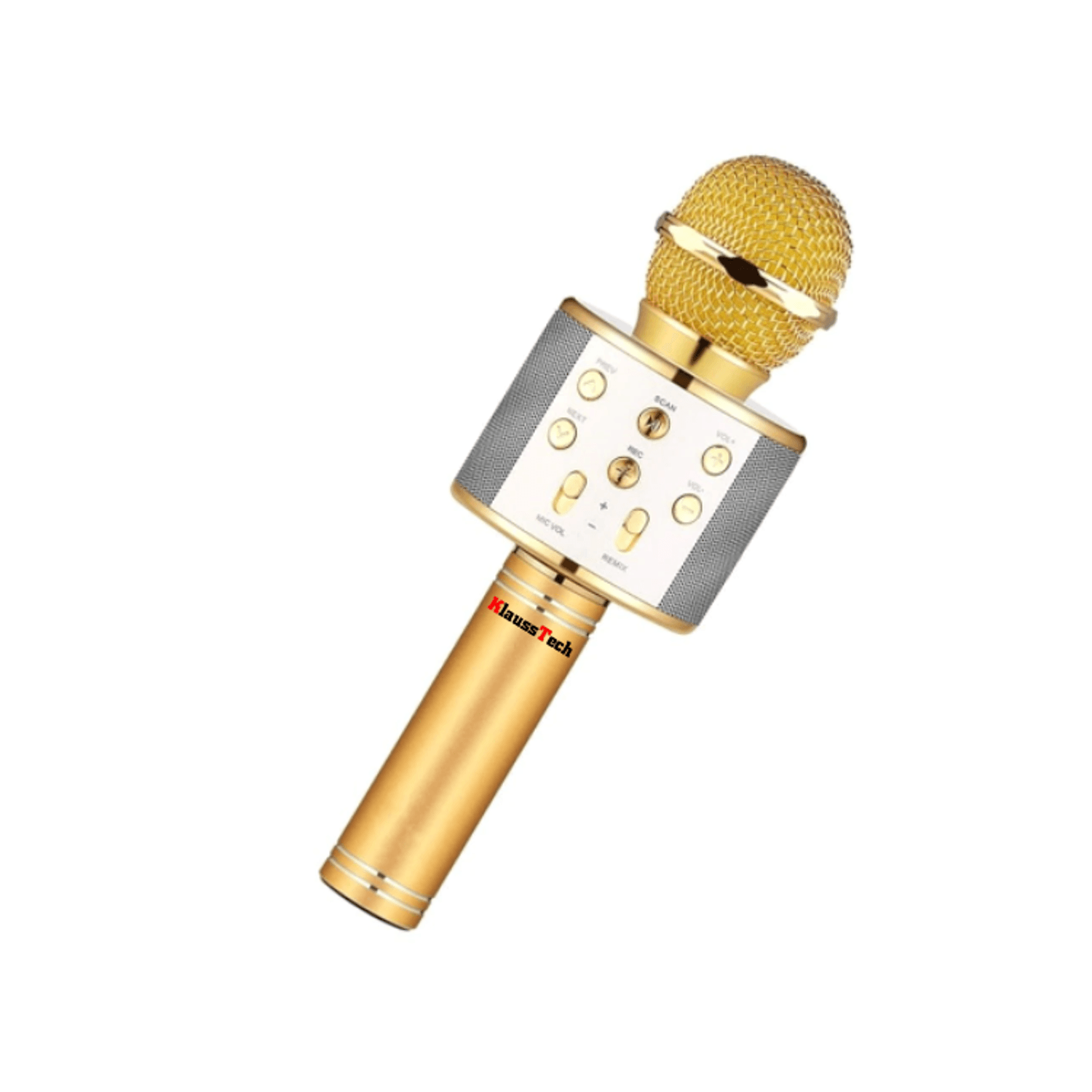 Microfon Karaoke, KlaussTech, Bluetooth, Ajustabil, Putere 5W, Auriu fotografia produsului View 2 L