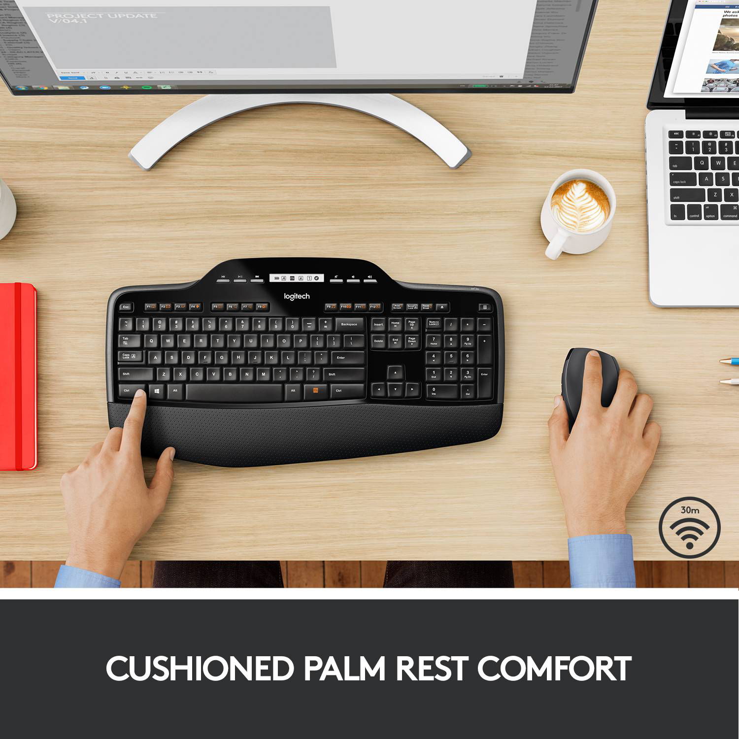 Kit Tastatura Logitech si Mouse Wireless MK710, USB, layout Germania fotografia produsului View 2 L