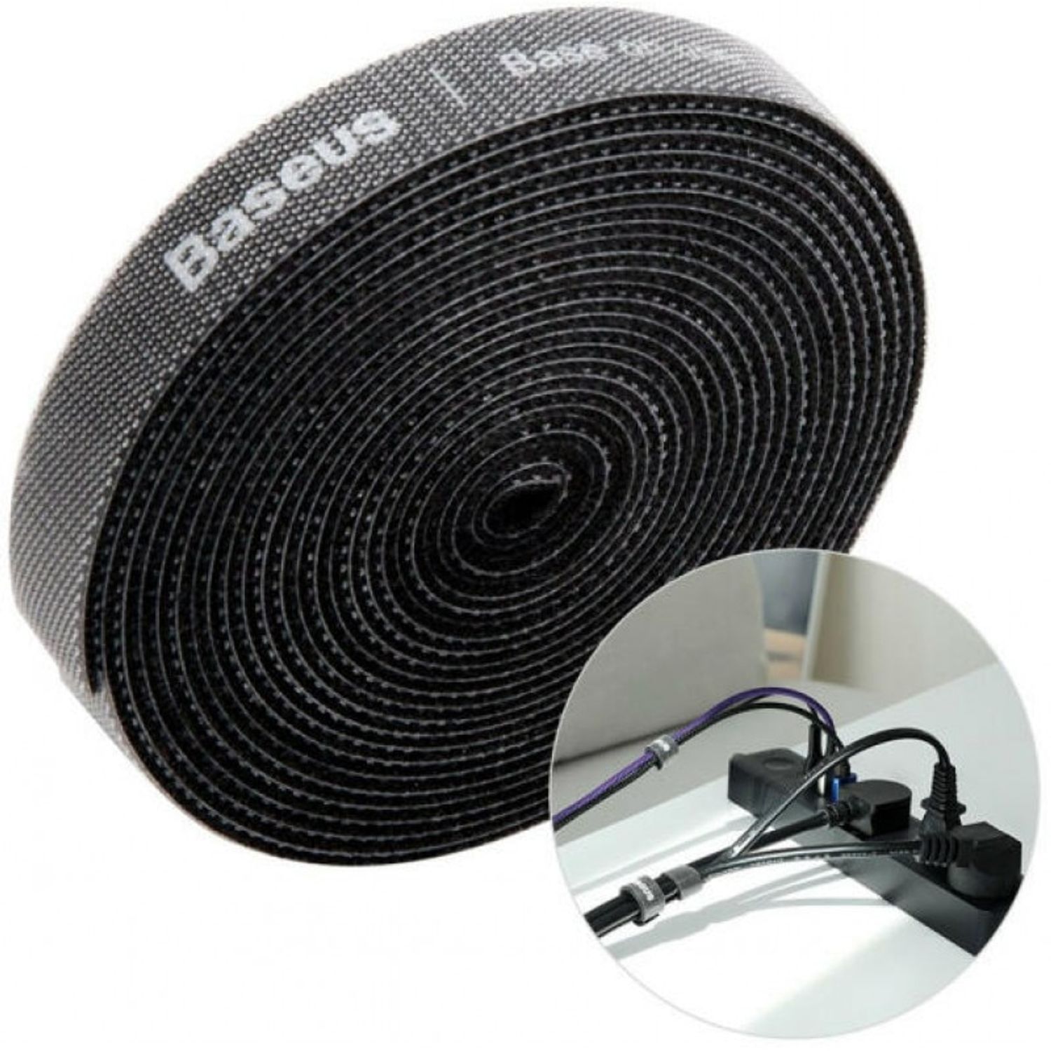 Banda velcro organizare cabluri, Baseus, 3 m, Negru fotografia produsului