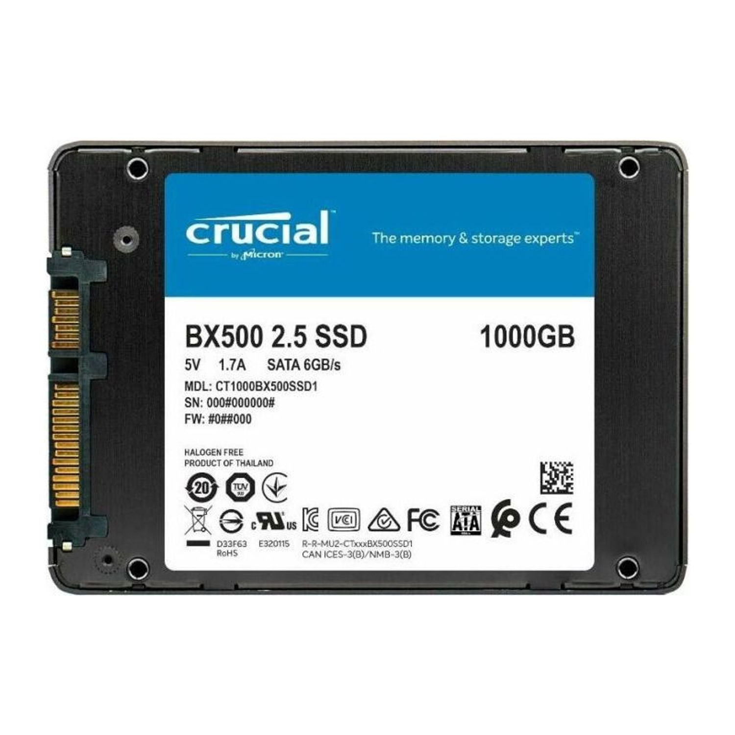 SSD Crucial BX500, 1TB, Sata III, 2,5" fotografia produsului View 2 L