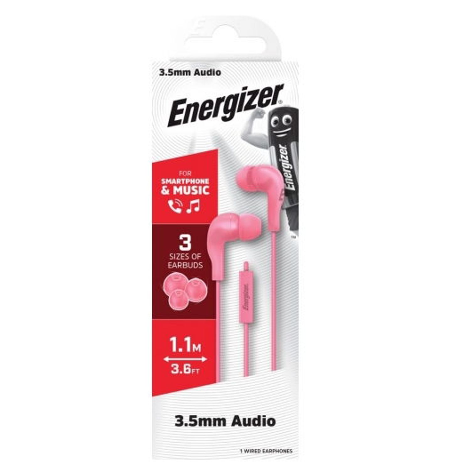 Casti In-Ear Energizer CIA5PK2, Jack 3.5mm, Microfon (Roz) fotografia produsului View 2 L