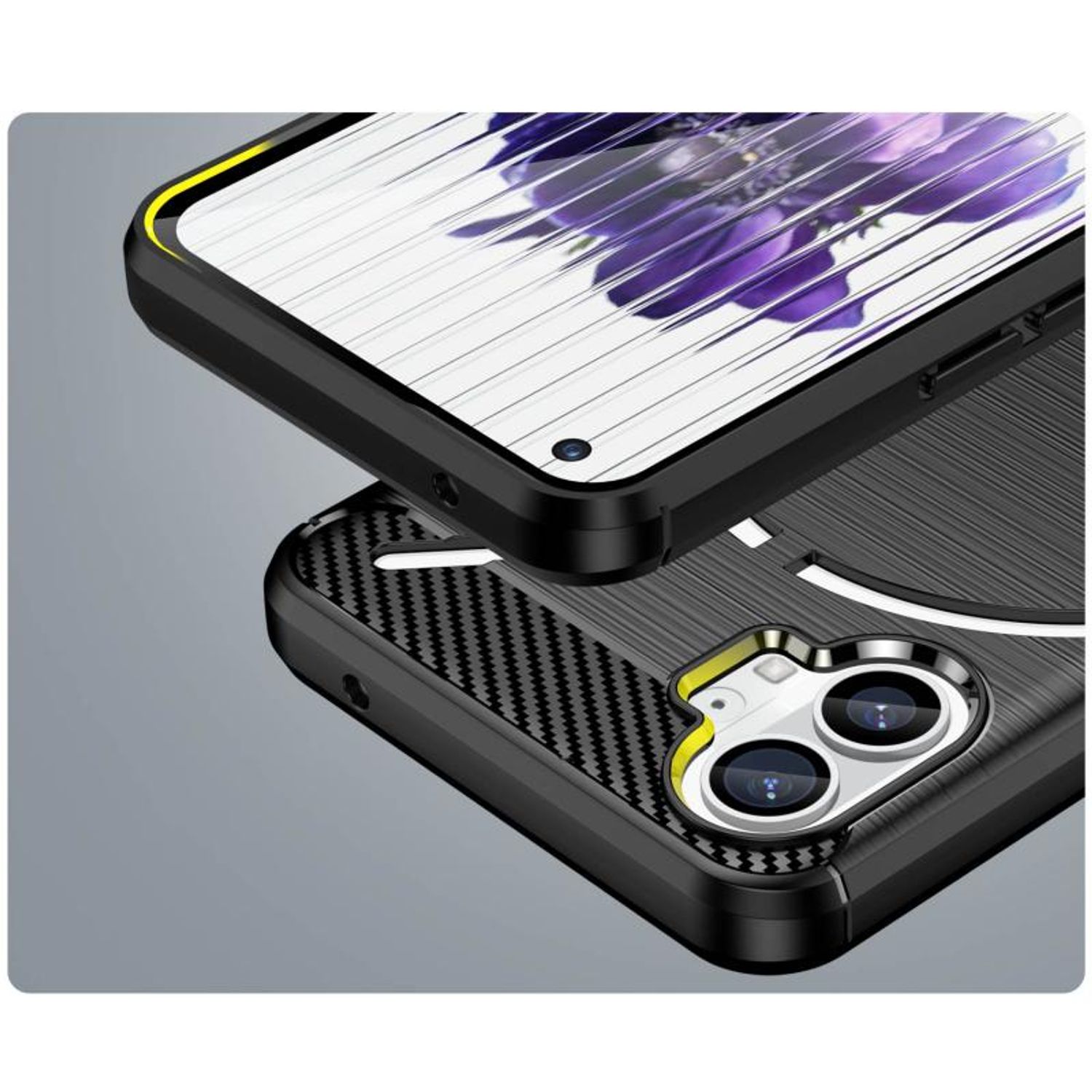 Carcasa Flexible Carbon compatibila cu Nothing Phone 1 (Negru) fotografia produsului View 6 L