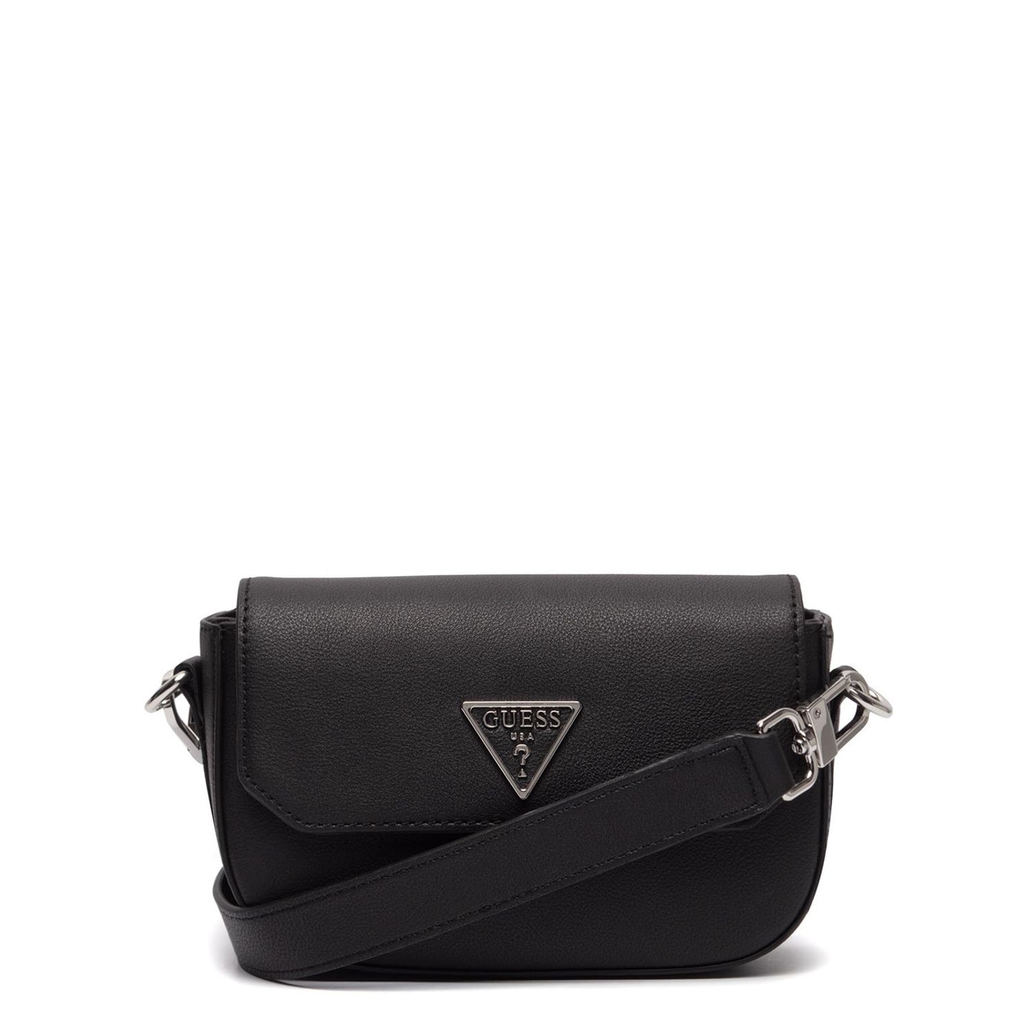 GUESS AMBROSE MINI CROSSBODY FLAP BLACK fotografia produsului