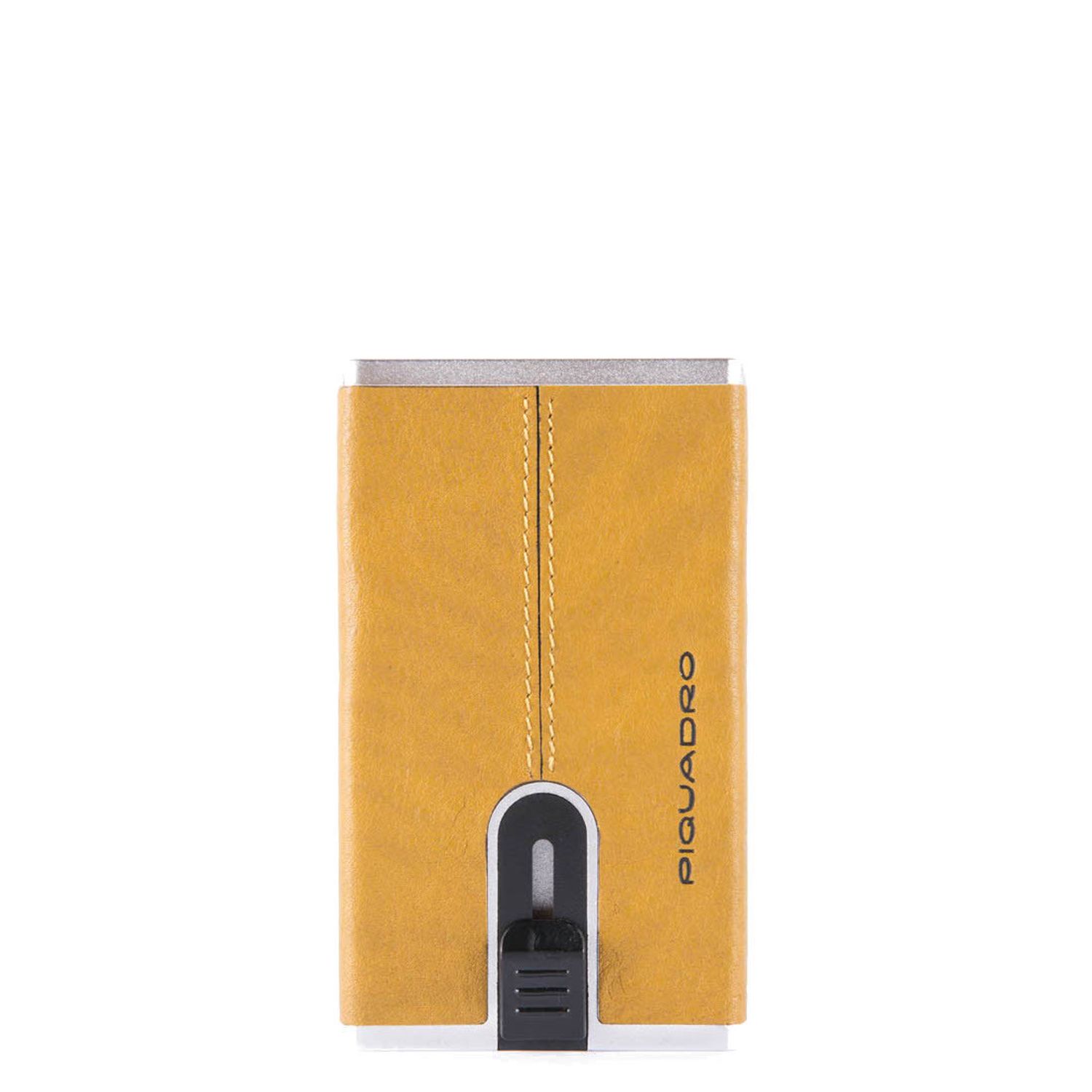 Piquadro Cardholder Black Square Sliding System Yellow fotografia produsului