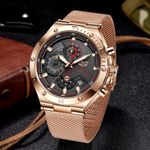 Ceas barbatesc de mana Lige Cronograf Casual Analog Elegant Quartz fotografia produsului View 6 S