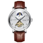 Ceas barbatesc de mana Tevise Mecanic Automatic Analog Elegant Business Piele Argintiu fotografia produsului