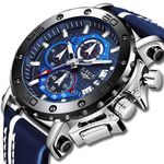 Ceas barbatesc de mana Lige Cronograf Elegant Luxury Analog Quartz Curea din piele naturala fotografia produsului View 2 S