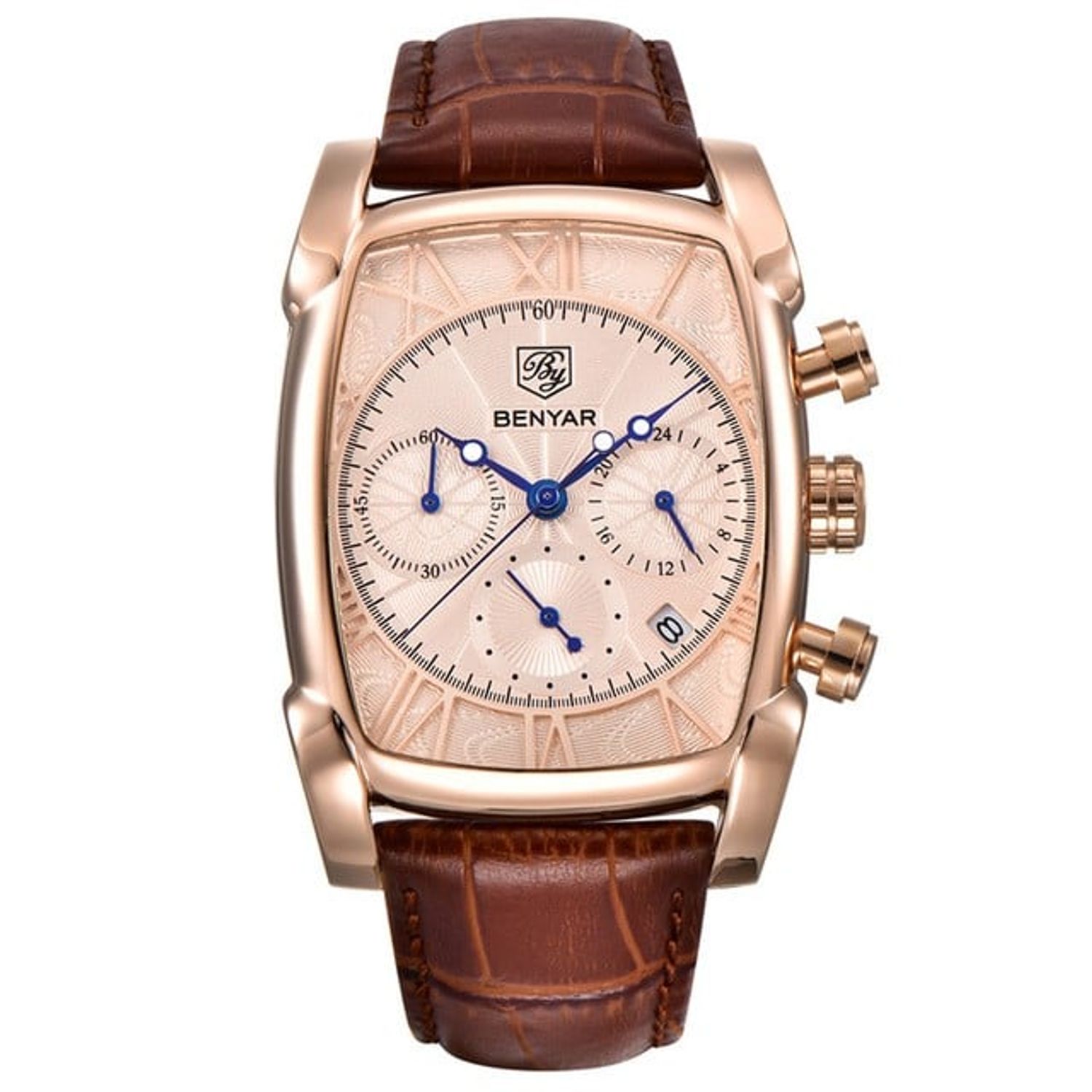 Ceas barbatesc Benyar Luxury Elegant Quartz Curea Din Piele Auriu fotografia produsului