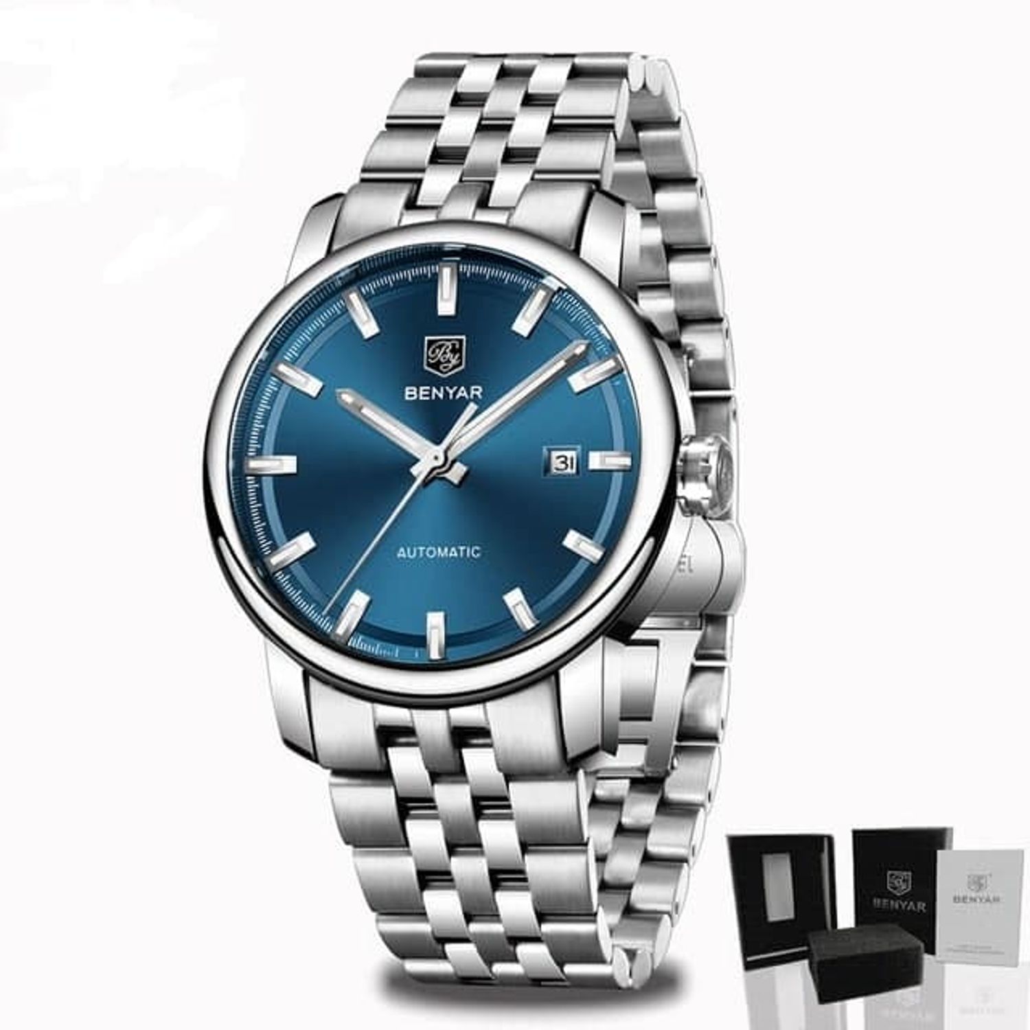 Ceas barbatesc Benyar, Mecanic Automatic, Clasic, Elegant, Otel inoxidabil fotografia produsului View 2 L