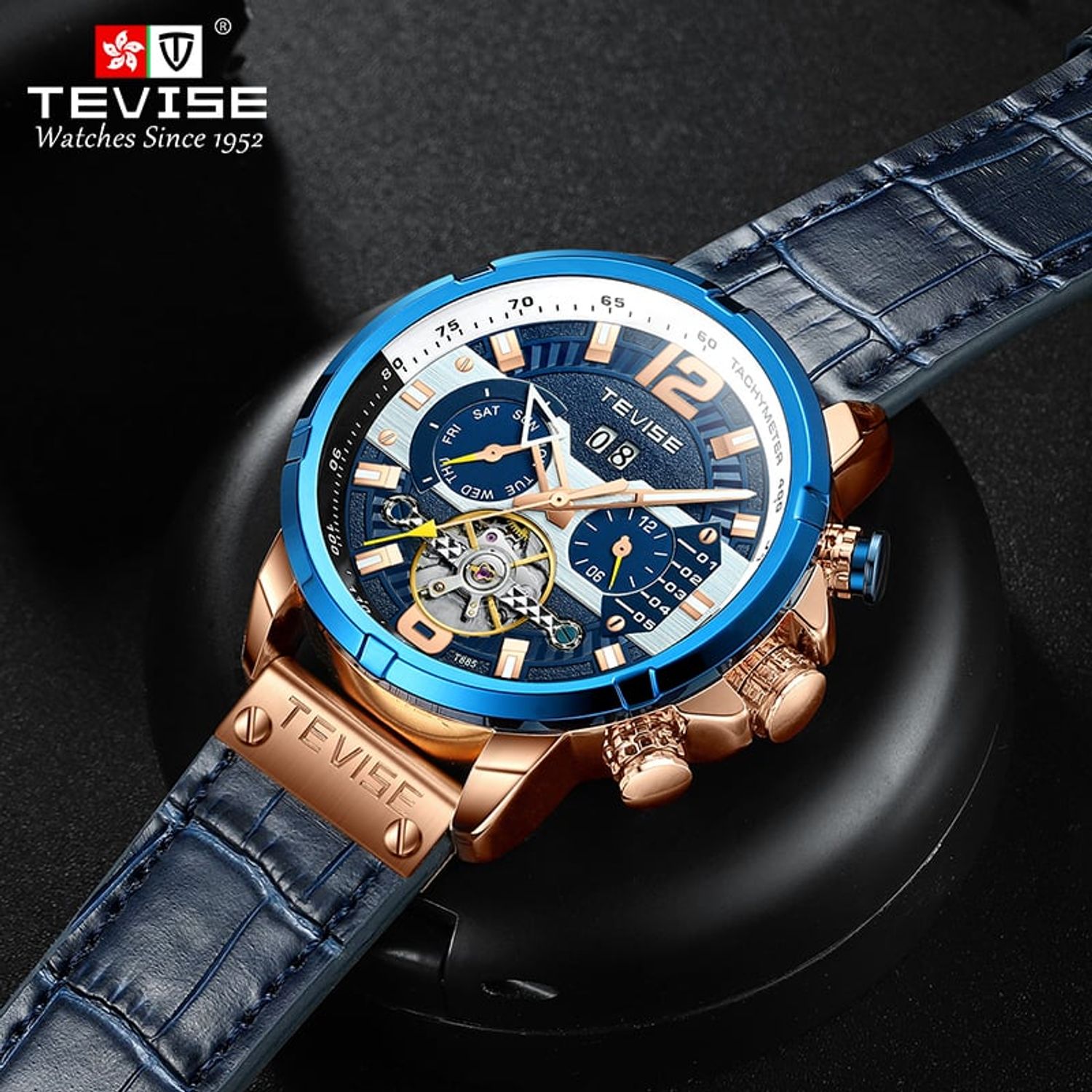 Ceas de mana barbatesc Tevise Mecanic Automatic Self Wind Luxury Fashion Elegant fotografia produsului View 4 L