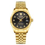 Ceas de mana barbatesc Tevise Mecanic Elegant Automatic Self Wind Business Cutie Auriu Negru fotografia produsului