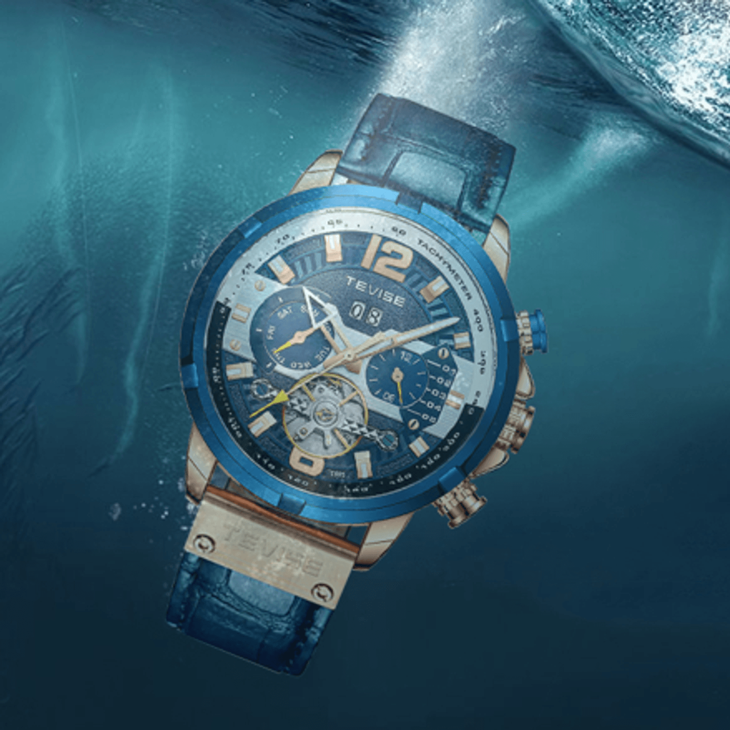 Ceas de mana barbatesc Tevise Mecanic Automatic Self Wind Luxury Fashion Elegant fotografia produsului View 5 L