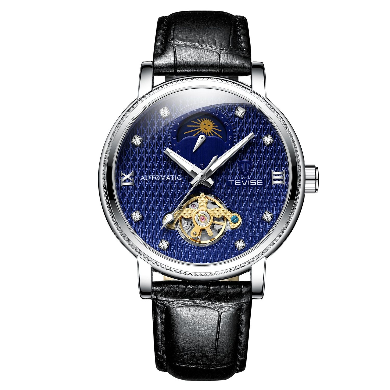 Ceas barbatesc de mana Tevise Mecanic Automatic Analog Elegant Business Piele fotografia produsului