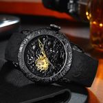 Ceas barbatesc Megalith, Mecanic Automatic, Analog, Business, Elegant, Skeleton, Negru fotografia produsului View 4 S