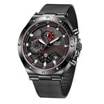 Ceas barbatesc de mana Lige Cronograf Casual Analog Elegant Quartz Negru fotografia produsului