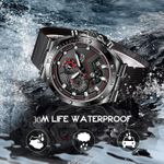 Ceas barbatesc de mana Lige Cronograf Casual Analog Elegant Quartz Negru fotografia produsului View 6 S