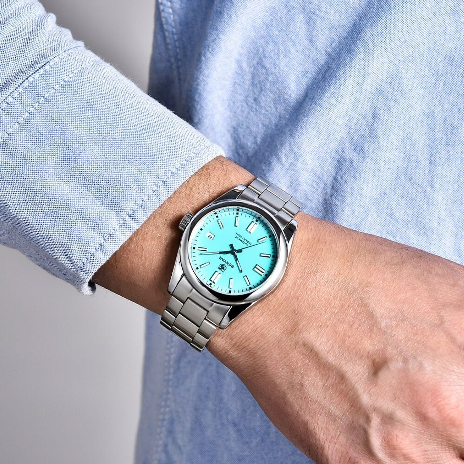 Ceas barbatesc Benyar Mecanic Automatic Clasic Elegant Afisaj Analog fotografia produsului View 6 L