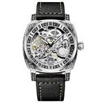 Ceas de mana barbati Tio Mecanic Automatic Skeleton Clasic Luxury Elegant Argintiu fotografia produsului