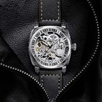 Ceas de mana barbati Tio Mecanic Automatic Skeleton Clasic Luxury Elegant Argintiu fotografia produsului View 3 S