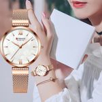 Ceas dama Curren, Quartz, Analog, Otel inoxidabil, Elegant, Auriu/alb fotografia produsului View 4 S