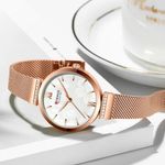 Ceas dama Curren, Quartz, Analog, Otel inoxidabil, Elegant, Auriu/alb fotografia produsului View 3 S