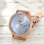 Ceas dama Curren, Cifre romane, Afisaj analog, Mecanism Quartz, Elegant, Curea din piele, Crem fotografia produsului View 3 S