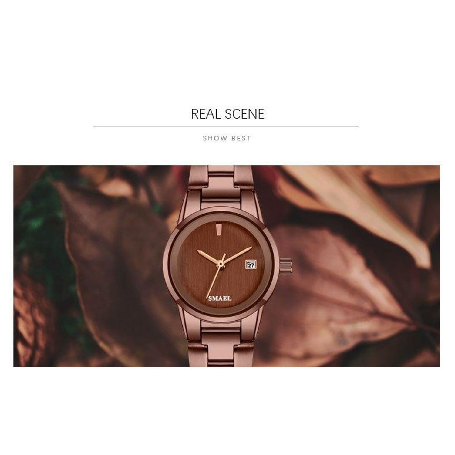 Ceas dama Smael, Mecanism Quartz, Afisaj Analog, Calendar, Casual, Rezistent la socuri, Diametrul carcasei 26 mm, - 8964784440501 fotografia produsului View 4 L