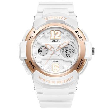 Ceas dama Sport, Alb, Digital, Smael