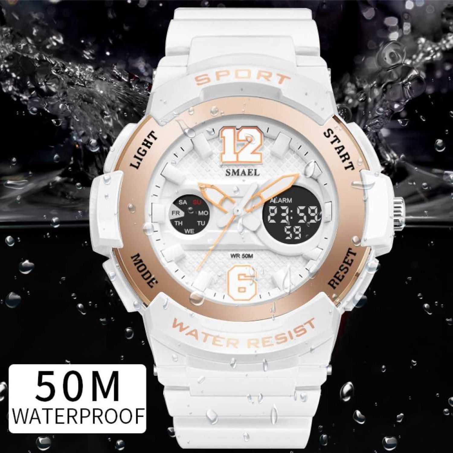 Ceas dama Sport, Alb, Digital, Smael fotografia produsului View 2 L