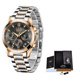 Ceas de mana dama Lige Casual Mecanism Quartz Afisaj Analog Fashion Argintiu/Auriu fotografia produsului View 2 S