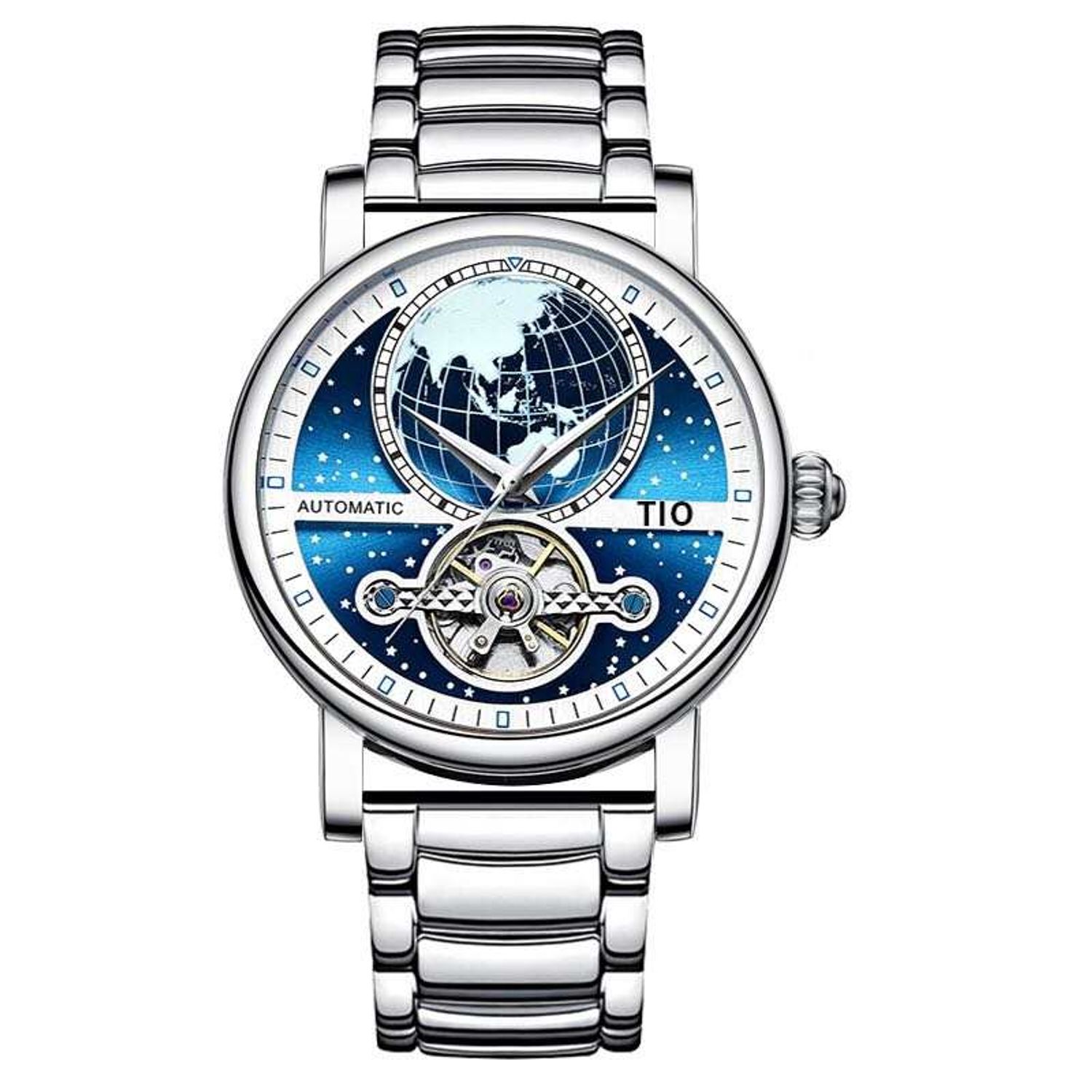 Ceas de mana barbatesc Tio Mecanic Automatic Luxury Clasic Elegant 3 ATM Argintiu fotografia produsului