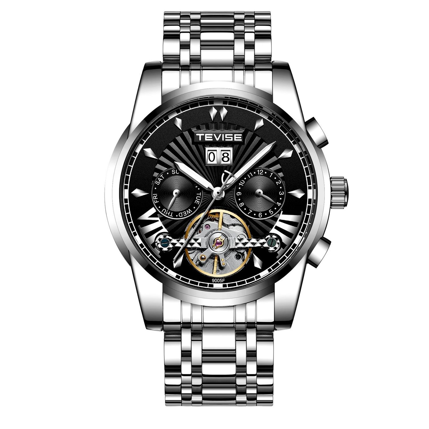 Ceas de mana barbatesc Tevise Tourbillon Mecanic Automatic Self Wind Casual Cutie fotografia produsului