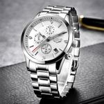 Ceas de mana barbatesc Lige Elegant Cronograf Casual Afisaj Analog Mecanism Quartz fotografia produsului View 4 S