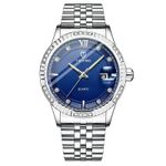 Ceas de mana barbatesc Tevise Analog Casual Elegant Quartz Argintiu Albastru fotografia produsului View 2 S