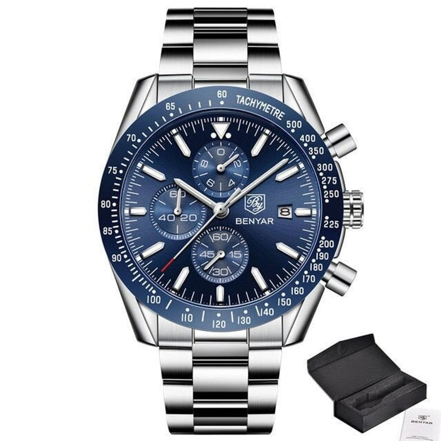 Ceas barbatesc Benyar Cronograf Quartz Luxury Business fotografia produsului View 2 L