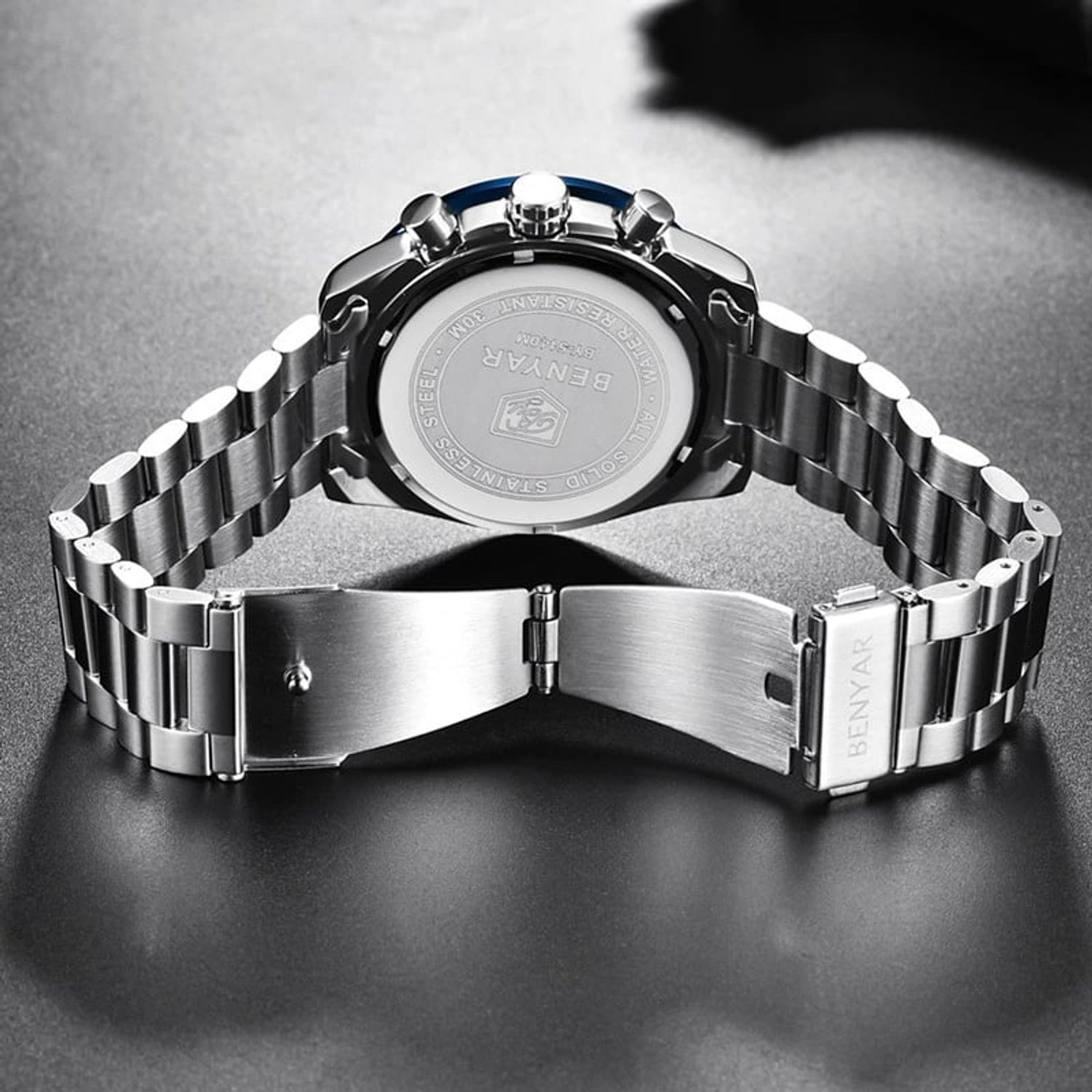 Ceas barbatesc Benyar Cronograf Quartz Luxury Business fotografia produsului View 4 L