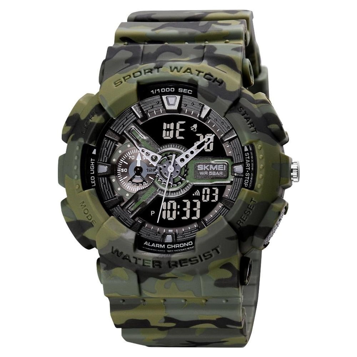 Ceas barbatesc SKMEI Shockproof, Verde / Camo fotografia produsului