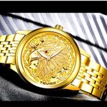 Ceas barbatesc de mana Tevise Elegant Casual Dragon Mecanic Automatic Auriu fotografia produsului View 2 S