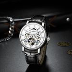 Ceas barbatesc de mana, Tevise, Casual, Elegant, Mecanic Automatic, Analog, Piele fotografia produsului View 2 S